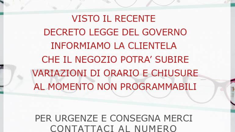 AVVISO ALLA CLIENTELA – COVID19